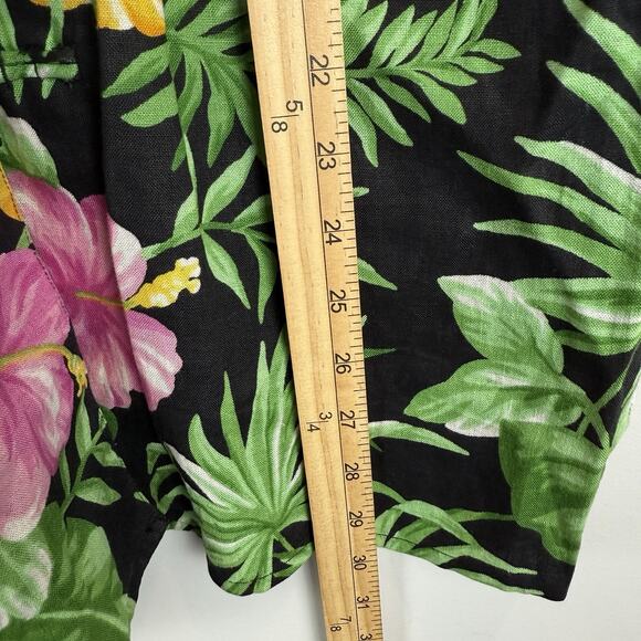 Ralph Lauren LRL Linen Tunic Top S Green Floral Printed Mandarin Collar Retro - Picture 8 of 8